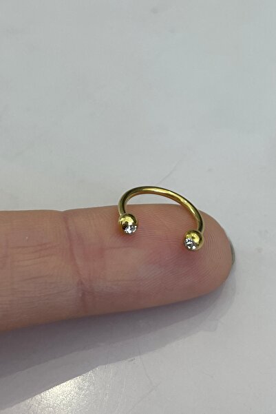 Siminkari G23 Titanyum Halka Taşlı Titanyum Piercing Tragus Helix ALTIN SARISI