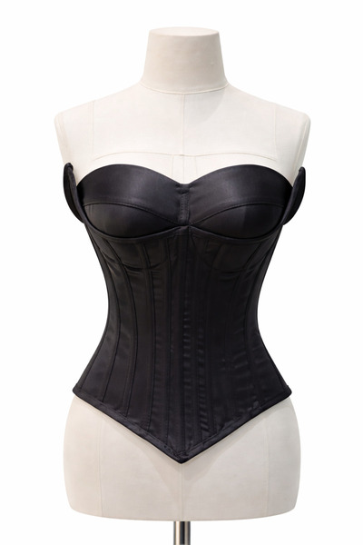 MODA Siyah Saten Korse Bağcıklı-Büstiyer