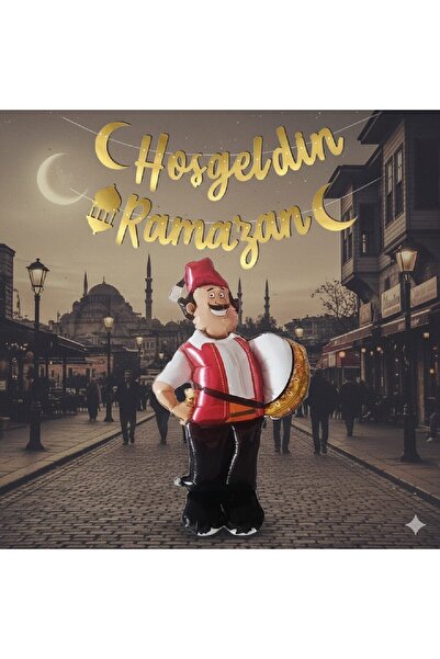 BKMC PARTY Davulcu folyo balonlu hoşgeldin ramazan kaliğradi 2 li set
