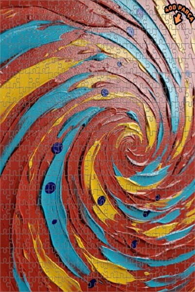 Teona Ahşap لوحة فنية ذات مظهر ديناميكي باللون الأحمر الحلزوني 400 قطعة 35x35