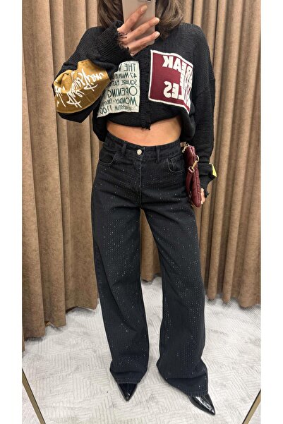 Maysa SİYAH TAŞLI TASARIM JEAN