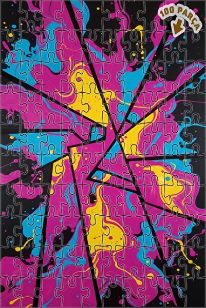 Teona Ahşap لغز خشبي مؤطر ذو طبقتين من Energetic Drip Art Modern Art، 100 قطع...