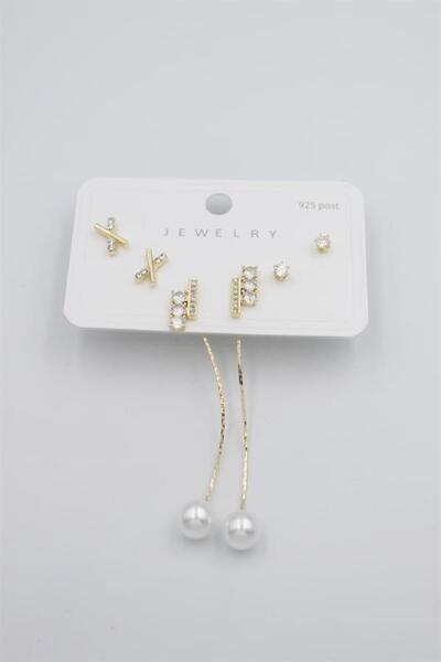 MENESSA مجموعة أقراط متعددة - ذهبي