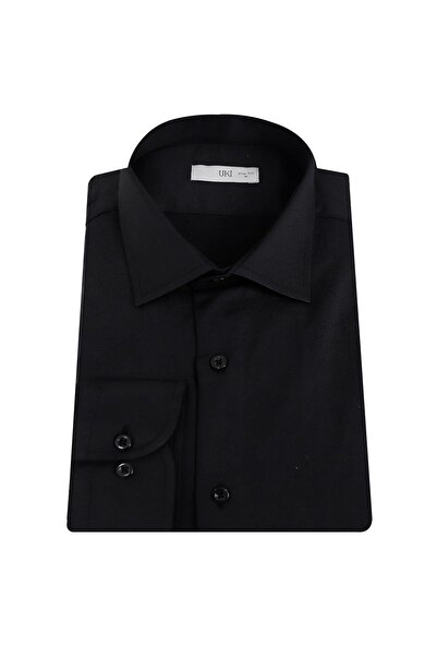 Uki SİYAH Pamuk Saten Gömlek