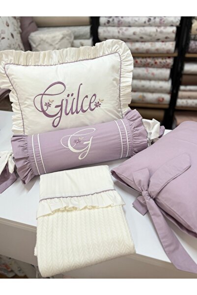 GAYE EV TEKSTİLİ Embroidered Baby Pique Set Cotton (with Candy Pillow)
