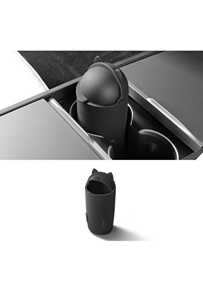 TESLA Juniper Orta Konsola Takılan Sevimli Silikon Çöp Kutusu - Siyah