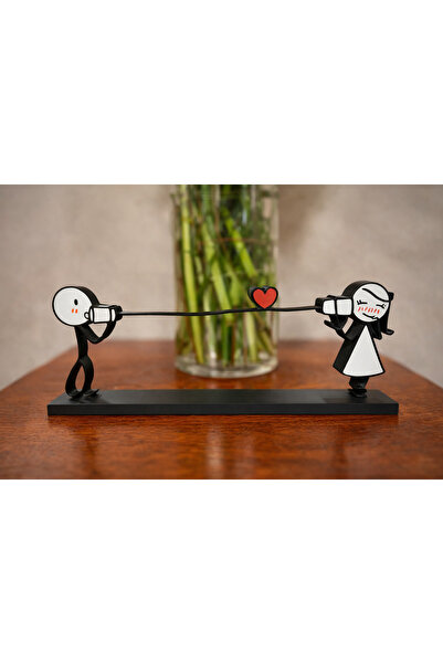 OEM ❤️ Telefonla Konuşan Aşıklar Dekoratif Biblo | Kalpli Romantik Masa Süsü ...