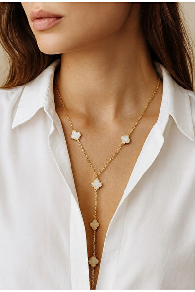 Esra Yılmaz Collection Vip Krem Yonca Y Kolye