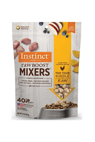 INSTINCT مُكمّل طعام القطط المجفف بالتجميد بنكهة الدجاج من رو بوست ميكسرز - 6...