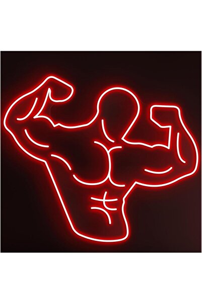 Slasa لوحة جدارية نيون معلقة على شكل لاعب كمال أجسام، بقاعدة أكريليك 6 مم، 50...