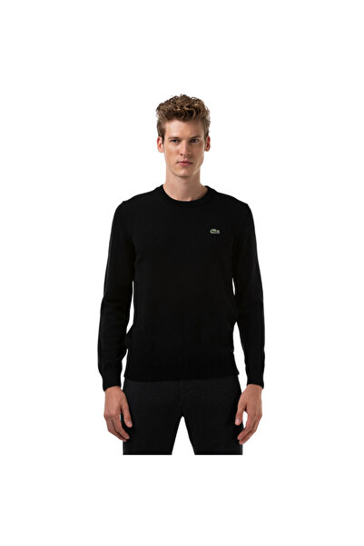 Lacoste Men's Regular Fit Crew Neck Organic Cotton Black Sweater