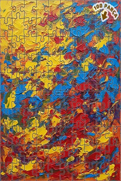 Teona Ahşap Vibrant Colors Palette Oil Painting Look Double Layer Framed Wood...