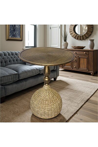 HXDream Handcrafted Wicker Iron Artistic Water Grass Rope Braided Tea Table S...