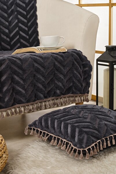 Loselya Tasseled Boho Sofa Cover - Chenille Textured Non-Slip Sofa Throw - Modern Chevron Patterned Cover