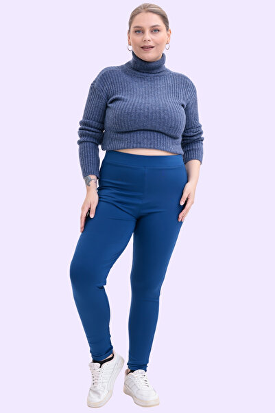 Gizrain Γυναικείο κολάν σε μπλε ναυτικό χρώμα, ψηλόμεσο, άνετη εφαρμογή, με ε...