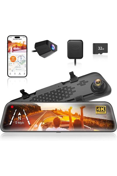 Generic 4K Rear Camera Smart Rearview Mirror 2160P Full HD for Cars, 32GB Fre...