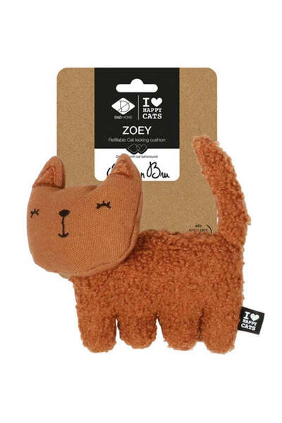 D&D Home I Love Happy Cats Zoey Refillable Cat Kicking Cushion Cat Toy - BROW...