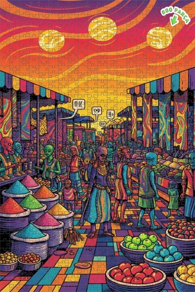 Teona Ahşap لغز خشبي مزدوج الطبقات من سايكديليك ماركت بلاي، 800 قطعة، 70x50 سم