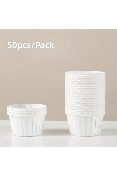 Choice ٥٠ قطعة من قوالب الكب كيك البيضاء المقاومة للحرارة، أكواب خبز، أكواب و...