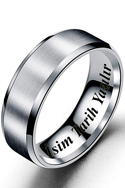 Takı Dükkanı Kişiye Özel İsim Yazılı 6mm Köşeli Mat Düz Erkek Kadın Çelik Aly...