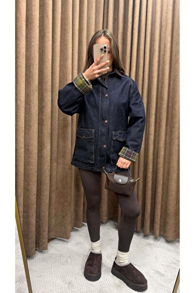 Maysa جاكيت جينز بتصميم مزود بسحاب - أزرق داكن