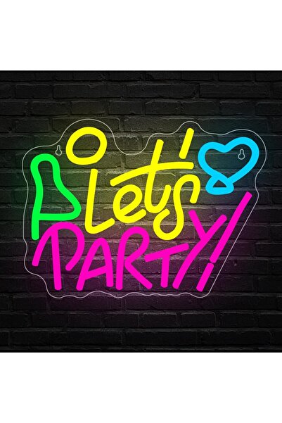 Slasa لوحة جدارية نيون عليها عبارة "هيا نحتفل" بقاعدة أكريليك 6 مم، مقاس 21 ×...