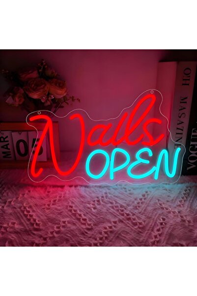 Slasa لوحة جدارية نيون على شكل مسمار مفتوح، بقاعدة أكريليك 6 مم، 26 × 40 سم