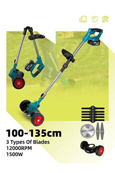 DRSELL Τηλεσκοπικός ηλεκτρικός χορτοκοπτικός δίσκος 48V, 2 μπαταρίες 5000mAh,...