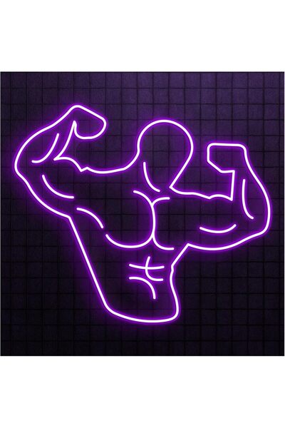 Slasa لوحة جدارية نيون معلقة على شكل لاعب كمال أجسام، بقاعدة أكريليك 6 مم، 50...