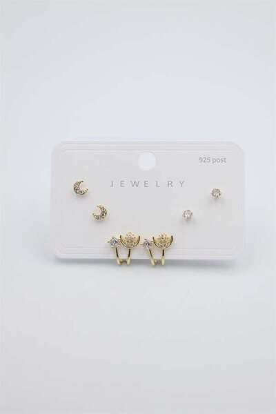 MENESSA مجموعة أقراط متعددة - ذهبي