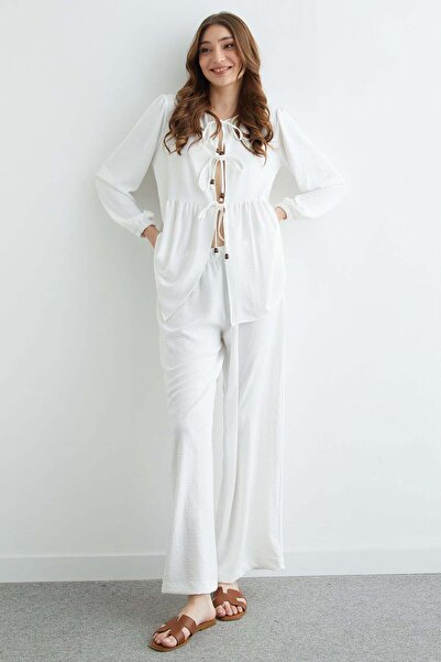 Fulla Moda Fullamodest Front Tie Ayrobin Kimono 2-Piece Set