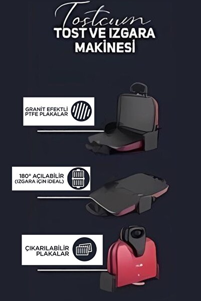 TROYA Tostcum Elektrikli Izgara ve Tost Makinesi Eco 1800w 6 Dilim