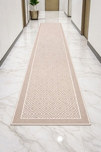 OEM Covor din bumbac, maro cu alb