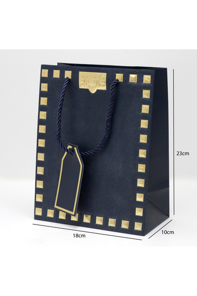 Generic 12 قطعة من أكياس هدايا مزخرفة بإطار ذهبي اللون كحلي