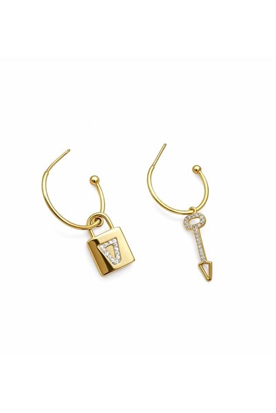 mibrillo Brand Equivalent Charm Key Lock Hoop Earring