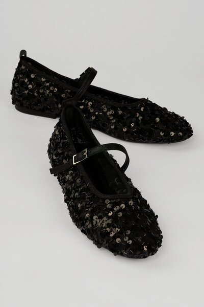 Mubiano Women's Sequined Mesh Ballerinas Round Toe Ballerinas with Heel Pads ...