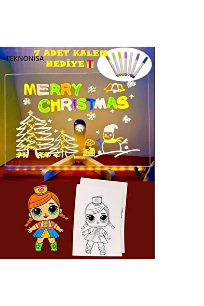 teknonisa Yeni nesil neon led 30x20 Işıklı Büyük Boy Yazı Çizim Tahtası Ayarl...