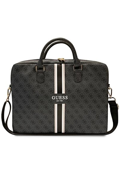 Guess 4G Printed Stripes Laptop Bag 16", Black, Sleek & Durable Design