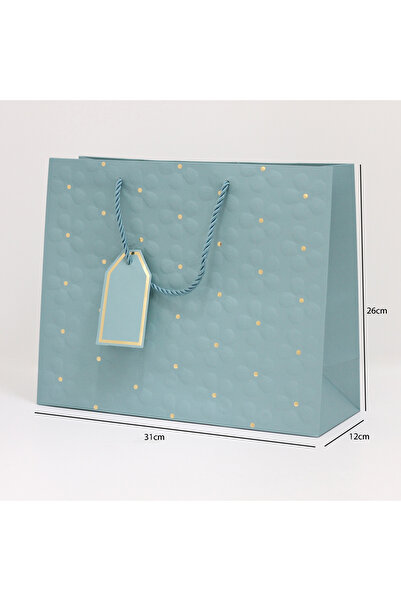 Generic 12 pieces of decorative gift bags with a rose design, sky blue color