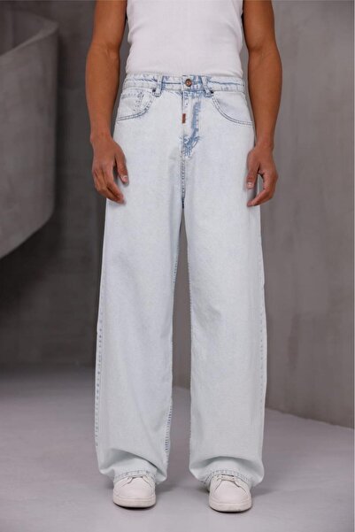 since 1990 man Manpuertas Men's High Waist Balloon Baggy Fit Loose Cut Jeans