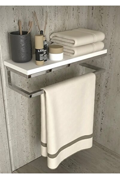 LARADESİGN Krom Havluluk Duvara Monte Raf Aksesuarlık Şal Askılığı Ev Banyo M...