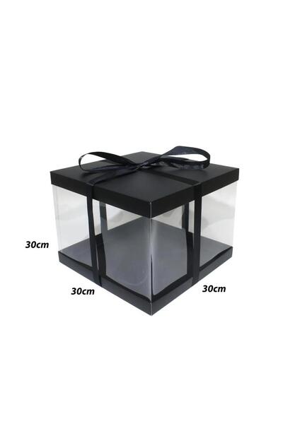 Generic 12 pieces of premium transparent black paper cake boxes
