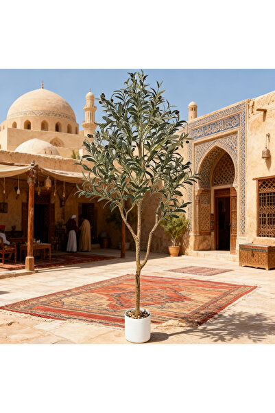 BESTONE شجرة زيتون فائقة الواقعية بطول 180 سم. أغصان وثمار نابضة بالحياة وواق...