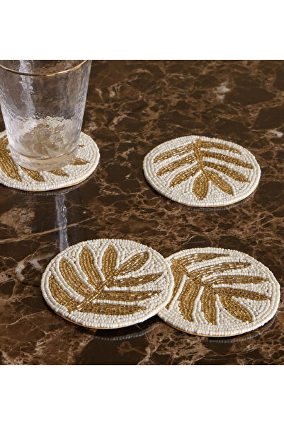 Tamara 4-Piece Beaded Coaster Set - 10 x 10 cm