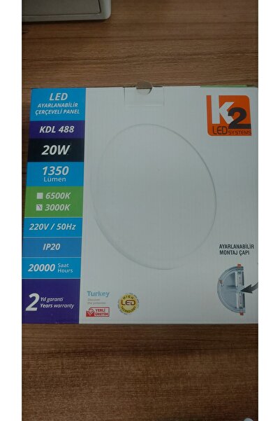 K2 Ayarlı Led panel 20w Günışığı