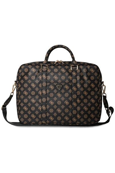 Guess 4G Peony Laptop Bag 16" - Black, Eco-Leather, Elegant Design