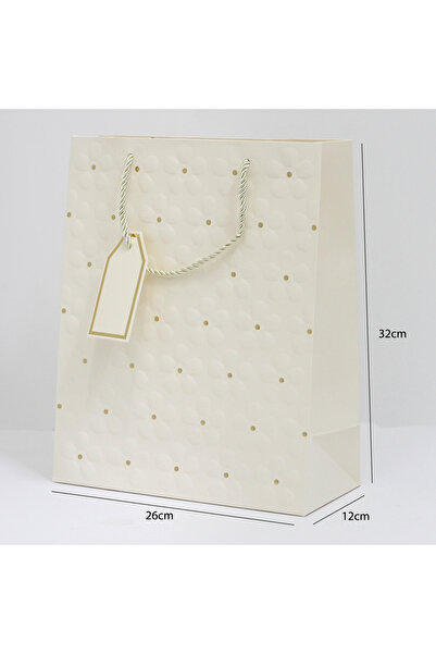 Generic 12 pieces of decorative gift bags in a cream-colored rose design