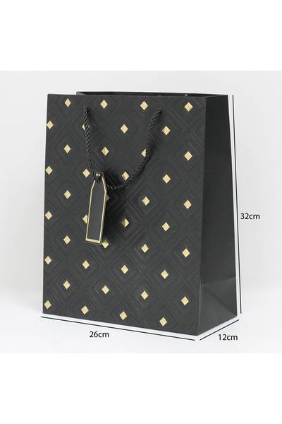 Generic 12 قطعة من أكياس هدايا مزخرفة بنقاط ذهبية اللون أسود