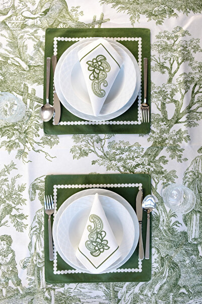 aymira home 14 Piece French Country Pattern Tablecloth Set Cocktail Napkin Pl...