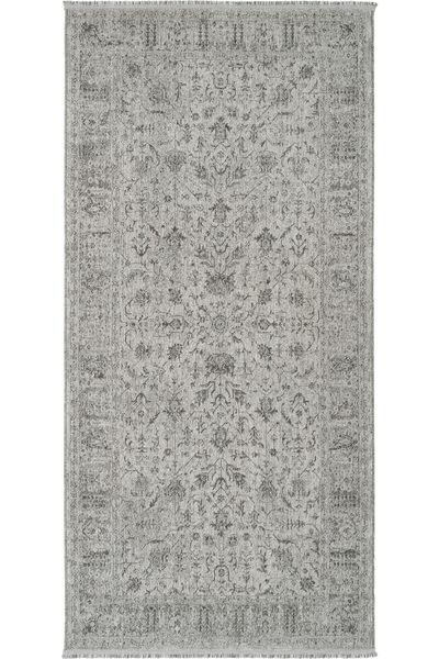 Cool Halı Zerina Gri Yumuşak Pamuk Taban Makine Etnik Desen Bohem Eskitme İnc...